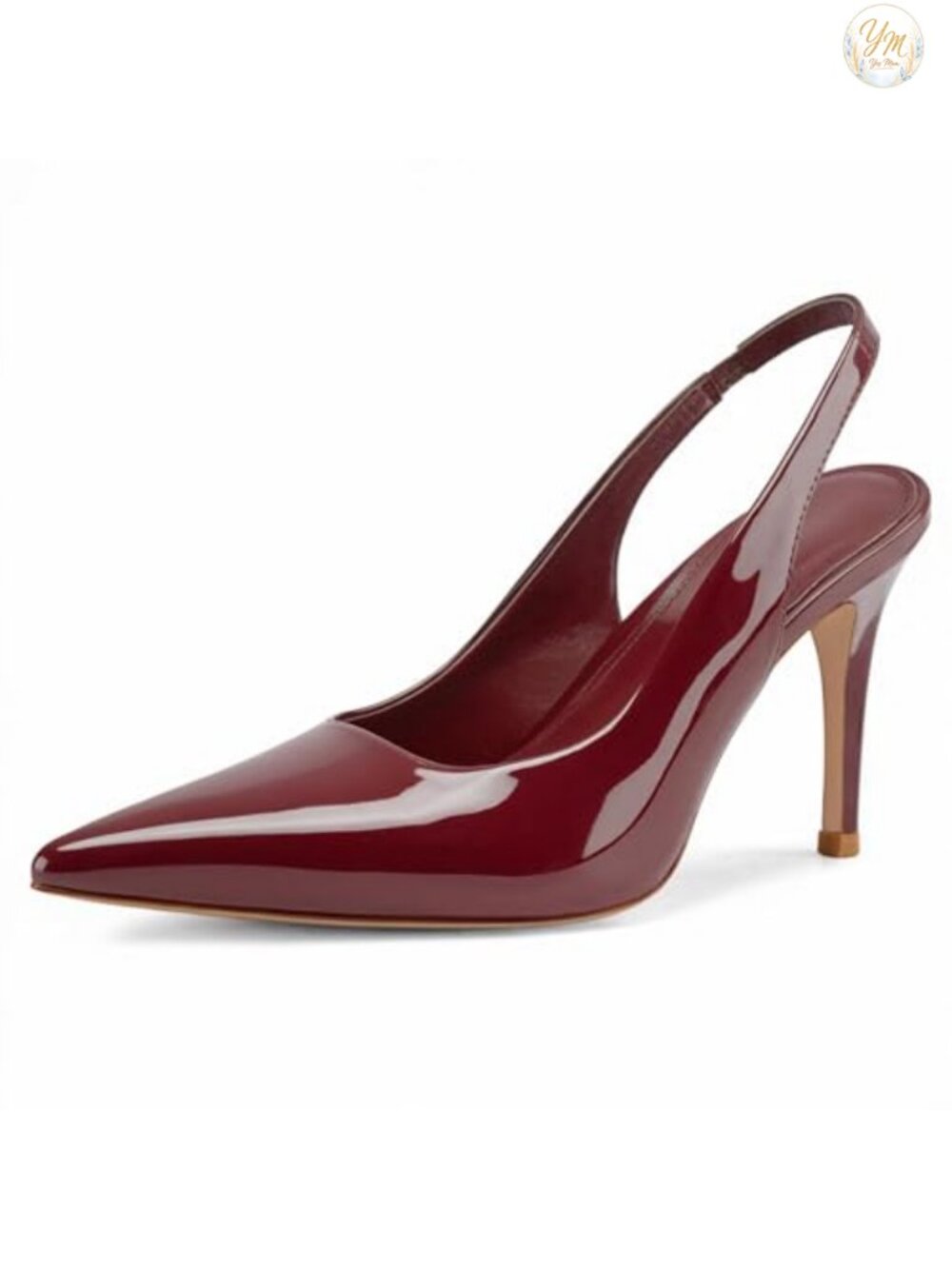 Slingback Heels Pointed Toe Stiletto Pumps Faux Leather